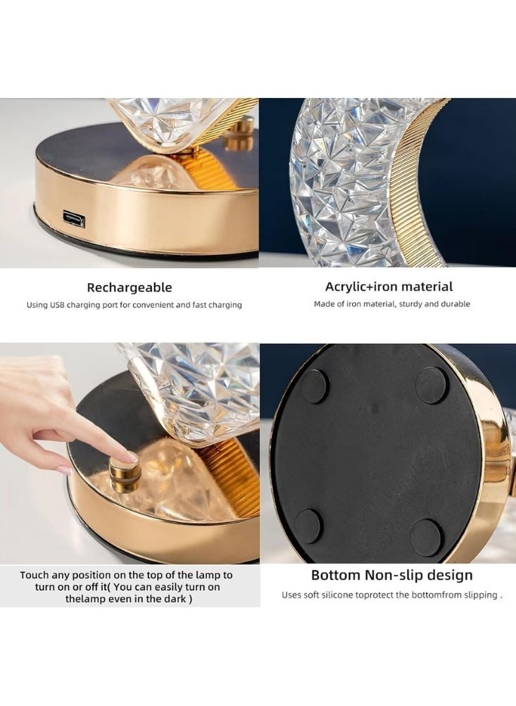 Premium Luxury Crystal Star LED Night Lamp with Golden Stand – Decorative Ambient Table Light - Image 4